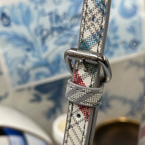 🆕 VIVIENNE WESTWOOD 🧿 NWOT Anna Camera Bag, Red/Blue Madras Check - AUTHENTIC - Picture 7 of 14